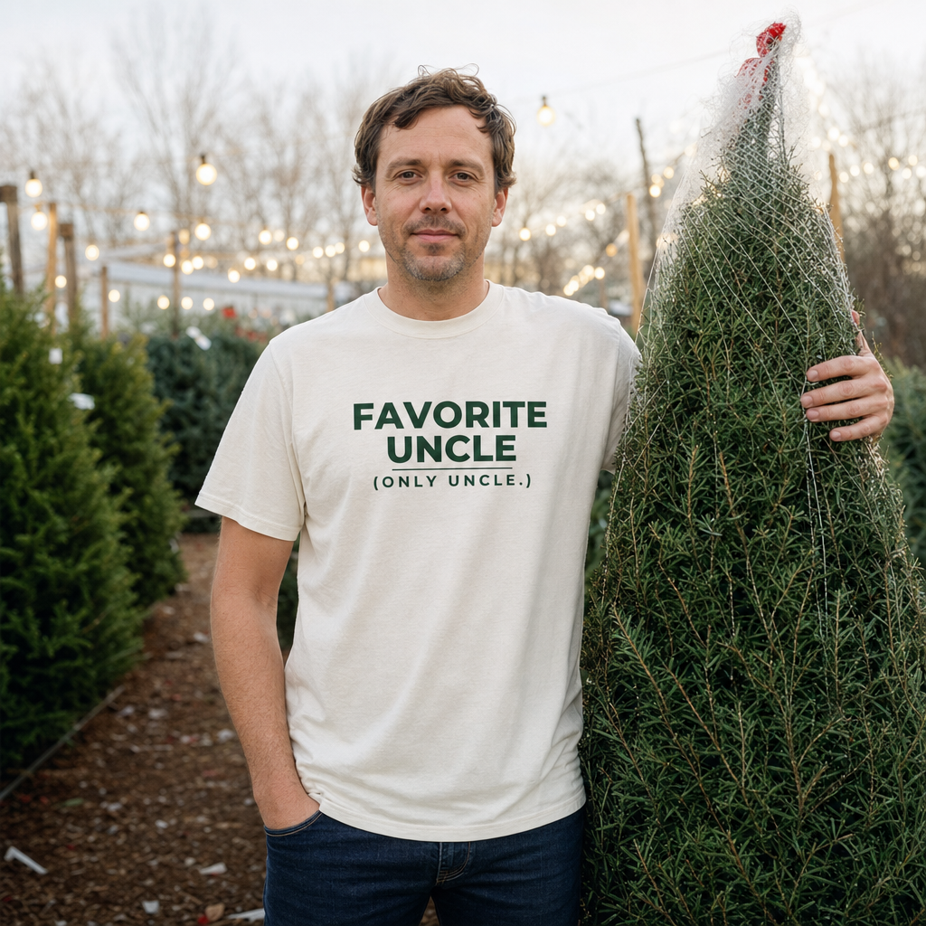 Favorite Uncle (Only Uncle) tee worn as a gift, natural