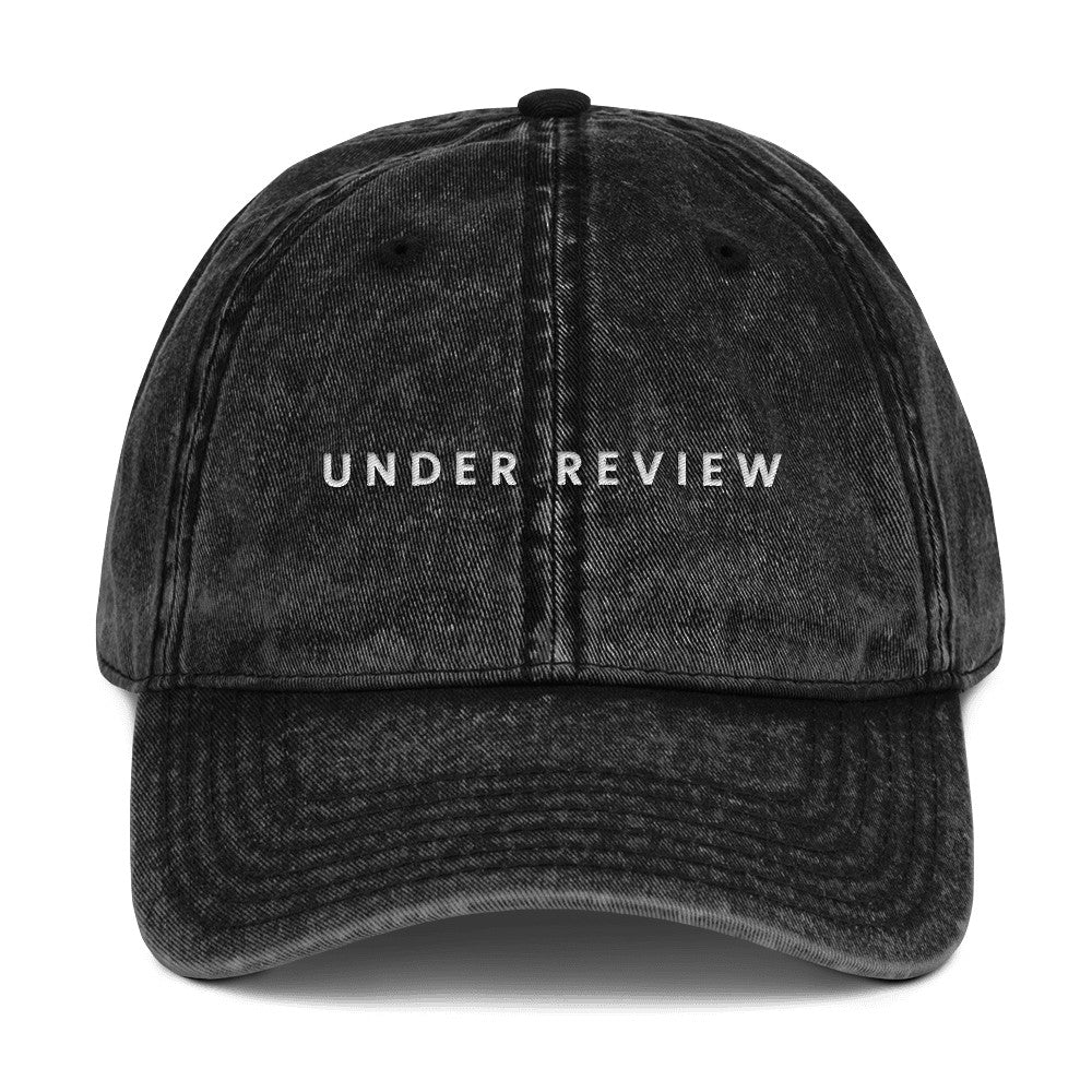Under Review embroidered vintage cap in black