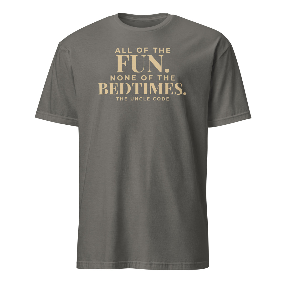 The Uncle Code tee in Charcoal, front print